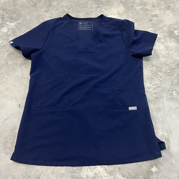 Figs Women's Casma Size Small V Neck Pocket Scrub Tops Navy Blue FW1100 - Picture 1 of 6